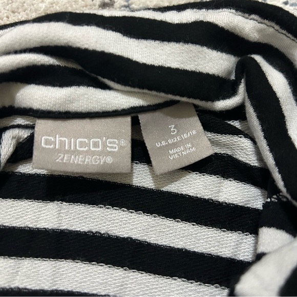 Chico’s Zenergy Black & White Striped Millers Long Sleeve Mix Panel Jacket - Picture 8 of 11